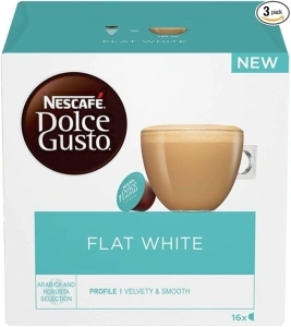 NESCAFÉ Dolce Gusto Flat White Coffee Pods - total of 48 Coffee Capsules - Creamy Coffee Flavour (3 Packs)