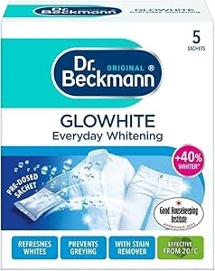 Dr. Beckmann Glowhite | maintains brighter white laundry | 5 In-Wash Sachets