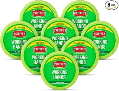 O'Keeffe's Working Hands Value Size Jar 193g (8 Pack) - Hand Cream for Extremely Dry, Cracked Hands | Instantly Boosts Moisture Levels, Creates a Protective Layer & Prevents Moisture Loss