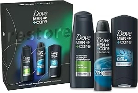 Dove Men+Care Clean Comfort Trio Gift Set body wash, 2-in-1 shampoo & conditioner and anti-perspirant perfect gifts for men 3 piece