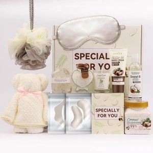 Spa Gifts Set Unique Bath Gift Set for Women Self Care Gifts Relaxing Spa Gifts Bath Spa Gift Basket for Women With Care Package Home Spa Products For Birthday Gifts (Coconut)