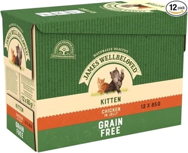 James Wellbeloved Kitten Grain-Free Chicken in Jelly 12 Pouches, Hypoallergenic Wet Cat Food, Pack of 1 (12x85 g)