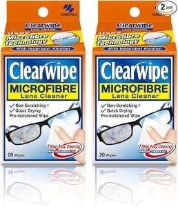 CLEARWIPE Microfibre Lens Cleaner with Isopropyl Alcohol - 40 Wipes