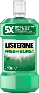 Listerine Fresh Burst Fluoride Antibacterial Mouthwash (250ml), Helps Kill Up to 99% of Germs Left after Brushing and Reduce Plaque, Mouthwash to Freshen Breath and Maintain Healthy Gums