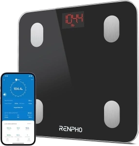 Bluetooth Body Fat Scale, RENPHO Digital Smart Bathroom Weight Scales for Body Composition Analyzer with Smartphone App, 13 Body Composition Measurements for Fitness, Black, Elis 1