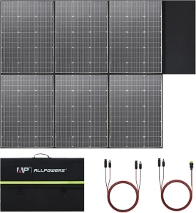 ALLPOWERS 600W Foldable Solar Panel, Monocrystalline Solar Cell Solar Charger, Waterproof IP67 Solarpanel for Power Station Outdoor Adventures Caravan Camping RV Power Outage Balcony Solar Generator