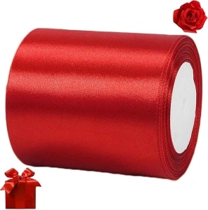 Red Satin Ribbon 4 Inches x 22 Yards,Large Satin Ribbon Red Christmas Ribbon,Wide Thick Ribbon,10cm Thick Ribbon Large Red Bow Ribbon for Gifts Wrap,Bow,Xmas Cake,Business,Sashes,Wedding,Sewing