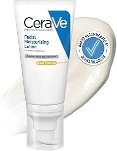 CeraVe AM Facial Moisturising Lotion SPF50 with Ceramides & Vitamin E for Normal to Dry Skin 52ml