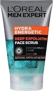 L'Oreal Paris Men Expert Face Scrub, Hydra Energetic Deep Exfoliating Face Wash for Men 100 ml