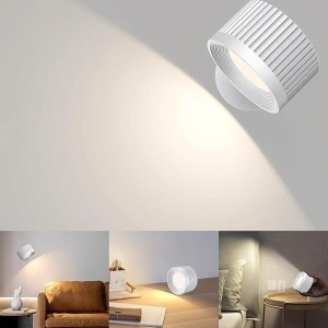 Rolgno LED Wall Lights, Rechargeable Magnetic Reading Lamp with Remote/Touch Control, 4 Brightness Levels & 3 Color Temperatures, [Long Runtime] & 360° Rotatable Wall Lights for Living Room, Bedroom