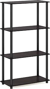 Furinno Turn-N-Tube 4-Tier Multipurpose Shelf Display Rack with Round Tubes, Dark Walnut