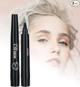 Magic Microblading Eyebrow Contouring Pencil - Microblading Eye Brow Contouring Pen - Precise Waterproof Brow Pen 4 Tipped Precise Waterproof With A Micro-Fork Tip Applicator (Black)