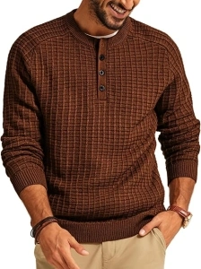 PJ PAUL JONES Men's Jumpers Knitted Crew Neck Pullover Jumper Plaid Pullover Sweaters