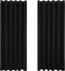 Deconovo Blackout Curtains 90 x 90 Inch Thermal Insulated Eyelet Curtains Bedroom Blackout Curtains for Kids Black 2 Panels