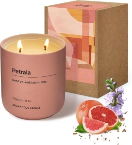 Petrala 6.pm - Tobacco Scented Candles-11.3 Oz Hand Poured 100% Natural Soy Candle-2 Premium Cotton Wick for 50 Hours Burn Time-Luxury Fragrance in Color - Ceramics Planter for Home or Gift