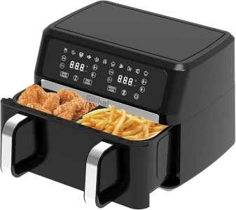 Gitikei DualChef XL Flex Drawer Air Fryer & Racks, Extra Large 10L Zone, Smart Finish Function Digital LED Display 10 Pre-Set Cooking Programs, 1700W, Black