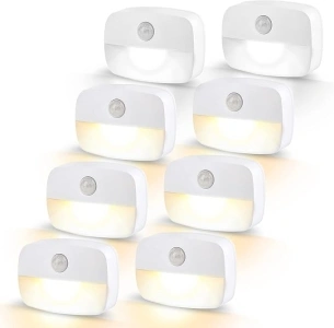 Night Light, Motion Sensor Lights Indoor, [8 Pack] Stick On Night Light by Battery Powered, night lights for adults, Automatic ON/Off Light for Stair, Hallway, Closet, Kitchen,Cupboard,Children's Room