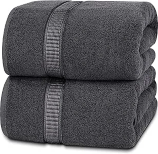 Utopia Towels - Premium Jumbo Bath Sheet (90 x 180 cm, 2 Pack) - 100% Ring Spun Cotton Highly Absorbent and Quick Dry Extra Large Bath Sheet - Super Soft Hotel Quality Towel (Grey)