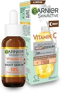 Garnier Targeted Anti Dark Spot Night Serum for Face, with 10% Pure Vitamin C & Hyaluronic Acid, Anti Pigmentation & Dullness, For All Skin Types, Approved by Cruelty Free International, Vegan, 30 ml