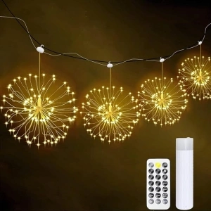 HELESIN Fairy Lights Battery, 480 LED Fireworks Light with Timer and 8 Modes, IP67 Waterproof Fairy Lights for Outdoor and Indoor, Warm White Christmas Lighting for Christmas Decoration and Wedding