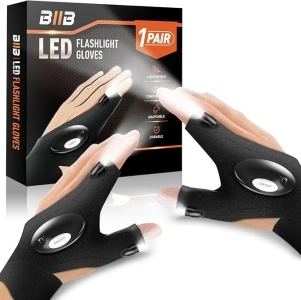 BIIB Gifts for Men, LED Gloves with Lights, Gadgets for Men Gifts for Dad Birthday Gifts for Men Who Have Everything, Mens Gifts for Christmas Stocking Fillers for Men, Fishing Camping Accessories