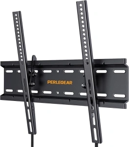 Perlegear TV Wall Bracket for 26-60 inch TVs up to 52kg, Sturdy Tilt TV Bracket with VESA 75x75-400x400mm, 55 Inch Slim Wall Mount with Safe Pull Strings