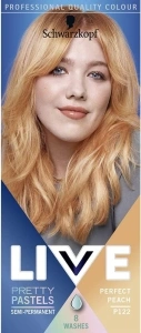 Schwarzkopf LIVE Pretty Pastels Semi-permanent Peach Copper Hair Dye, Lasts Up To 8 Washes - Perfect Peach P122