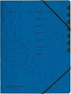 Herlitz Colorspan Part File Manilla Elasticated with Index Tabs 7-Part A4 Blue Ref 10843050