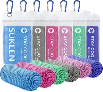 Sukeen Cooling Towel (100x30 cm) Ice Towel for Neck, Cool Towel for Instant Cooling Relief Soft Breathable Cold Towel 6pcs for Yoga, Golf, Gym, Camping, Running, Workout & More Activities