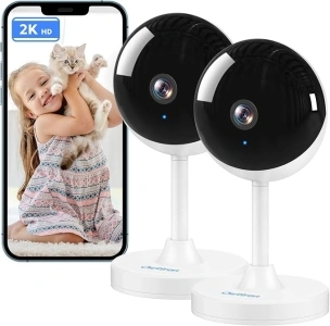 owltron 2K Indoor Camera 2 Pack, 2.4GHz Home Security Cameras for Baby & Elder, Motion Detection, Night Vision, 2-Way Talk WiFi Camera, Baby Monitor Works with APP & Alexa