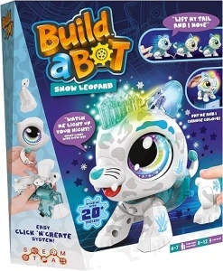 Build-a-Bot: Snow Leopard | Build Your Own Interactive Pet Snow Leopard | Easy Click 'n' Create System | 20+ Piece STEM Robot Kit for Kids | For Ages 4+