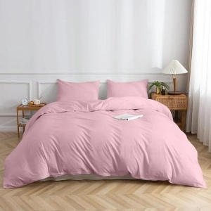 KAZAMI Single Duvet Cover Sets, Pink Bedding Set With 1 Pillowcase, Ultra Soft Breathable Easy Care Quilt Cover Set with Hidden Zippers (Pink, Single)