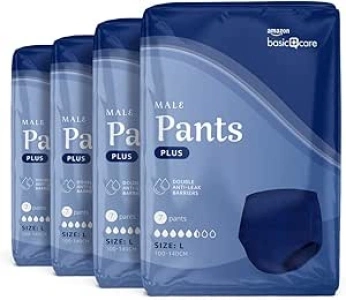 Amazon Basic Care Men’s Pants Plus Large, 28 Count (4 Packs of 7), Blue