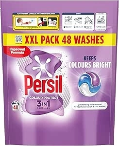 Persil Colour Protect 3 in 1 Washing Capsules keeps colours bright outstanding stain removal in quick & cold washes 48 washes