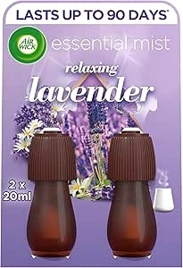 Air Wick Essential Mist Twin Refills, Relaxing Lavender, Pack 1 x 20ml, Natural Essential Oils, Last up to 90 days, Air freshener