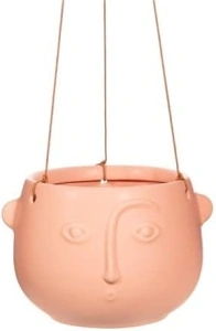 Sass & Belle Face Hanging Planter Matte Pink