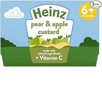 Heinz Pear and Apple Custard Dessert Pots, 4 x 100 g (Pack of 3)