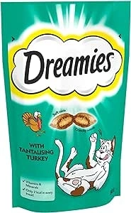 Dreamies Cat Treats, Tasty Snacks with Tempting Turkey, 8 Pouches of 60 g