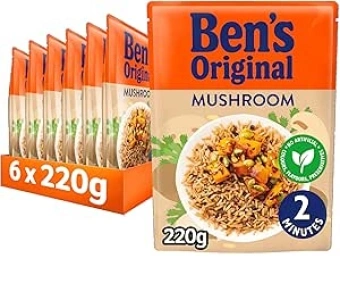 BEN'S ORIGINAL Mushroom Microwave Rice, Bulk Multipack 6 x 220g pouches