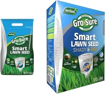 Gro-Sure Aqua Gel Coated Smart Grass Lawn Seed, 80 m2, 3.2 kg, Blue,Green & 20500262 Lawn Seed, Natural