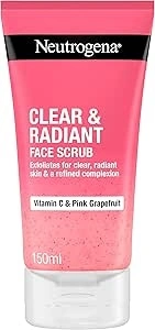 Neutrogena Clear & Radiant Face Scrub (1x 150ml), Purifying & Refreshing Daily Exfoliator with Vitamin C and Pink Grapefruit, for Use On Normal & Blemish-Prone for Clearer Radiant Complexion