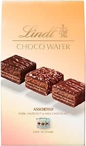 Lindt Choco Wafer Assorted Chocolate Box 135g | 10 Assorted Milk, Dark and Milk Hazelnut Choco Wafers |Gift Present Sharing Box for Him and Her |Mother's Day, Birthday, Celebration, Congrats, Thanks