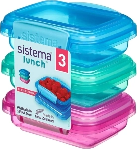 Sistema Lunch Food Storage Containers | 200 ml | Small Snack Pots | BPA-Free Plastic | Assorted Colours | 3 Count