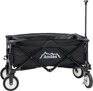 Andes Black Collapsible Portable Folding Camping Wagon Cart Trolley Festival