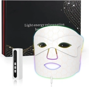 Red Light Therapy Mask,7+1 Color Led Face Light Therapy Mask with Remote Control Flexible Silicone Infrared Face Light Therapy with Timing Function Led Mask Light Therapy Suitable for Use at Home