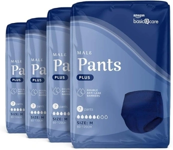 Amazon Basic Care Men’s Pants Plus Medium, 28 Count (4 Packs of 7), Blue