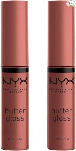 NYX Professional Makeup Butter Gloss, Non-Sticky Lip Gloss, Praline & Praline, Duo Pack