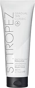 St.Tropez Gradual Tan Firming Lotion, Medium/ Dark Shade, Sun Kissed Glow Self Tan Moisturiser, 5 Skincare Benefits, Vegan, Natural & Cruelty Free, 200 ml