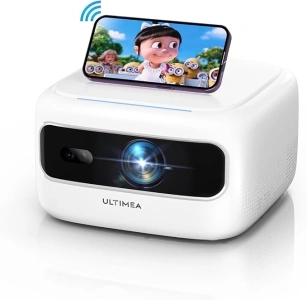 ULTIMEA 5G WiFi Portable Projector, Full HD 1080P Decoding Mini Projector 300 ANSI Lumens, Electric Focus, Low Latency, Outdoor Movie Projector Compatible with iOS Android Phone, TV Stick, Apollo P10