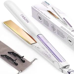 Faszin Ionic Hair Straighteners, 20S Fast Heat Up Flat Iron, Titanium Plate for Smooth Shiny Results, Clear LCD Display, 2 in 1 Hair Straightener (White)